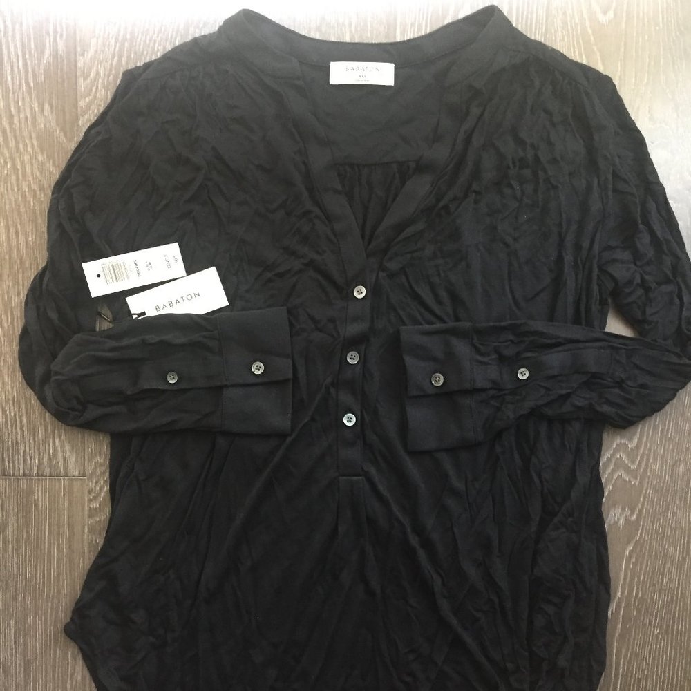 Babaton Brooks Black Long Sleeve Drapey Top